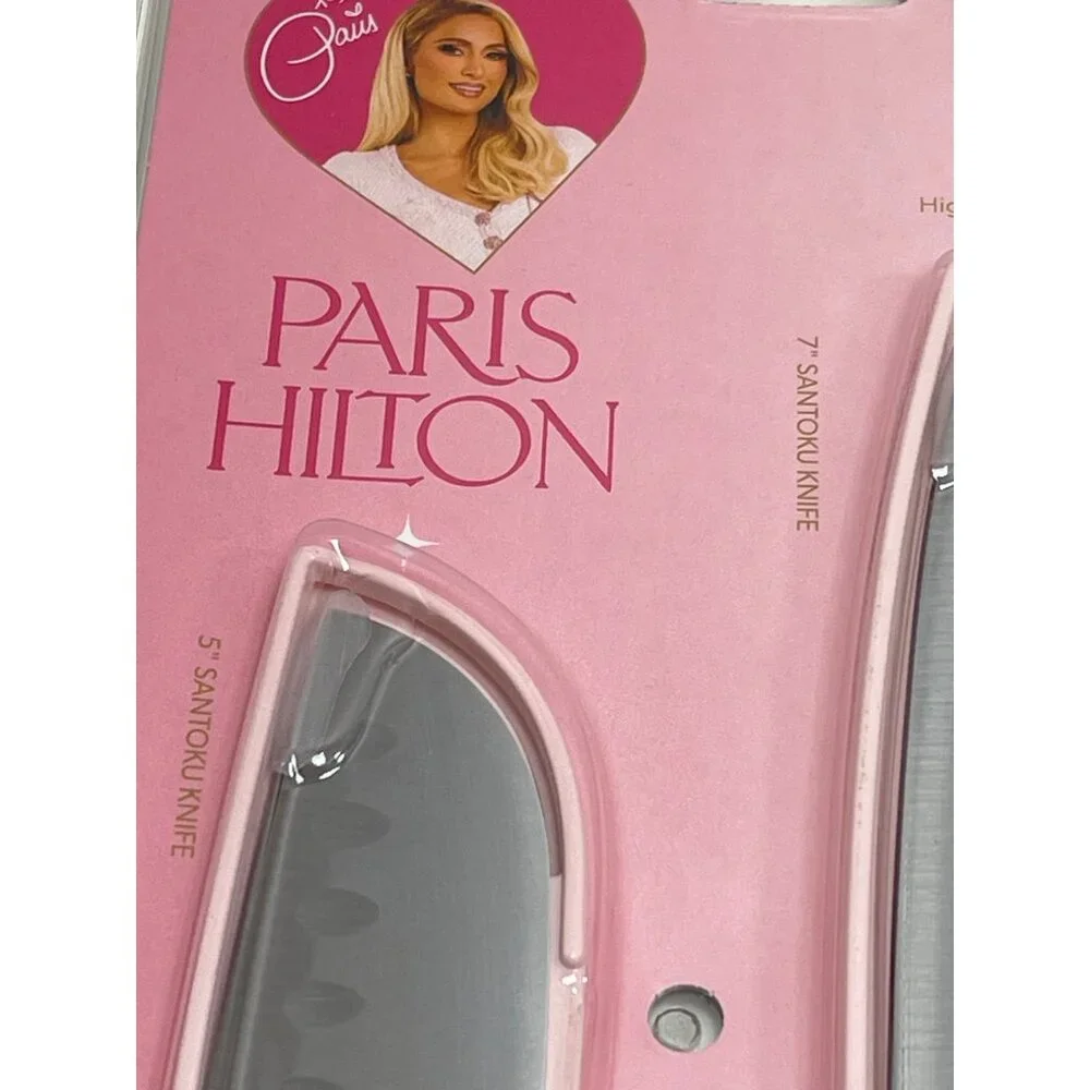 Paris Hilton 2-Piece Santoku Knife W/Blade Guards & High-Carbon Stainless‎ Steel